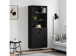Armario alto 69,5x34x180 cm Derivados de madera Negro