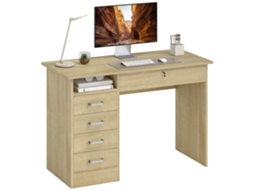 Escrivaninha com 5 Gavetas, Ampla, Fechadura, 110x50x76cm Carvalho VISTA SHOP