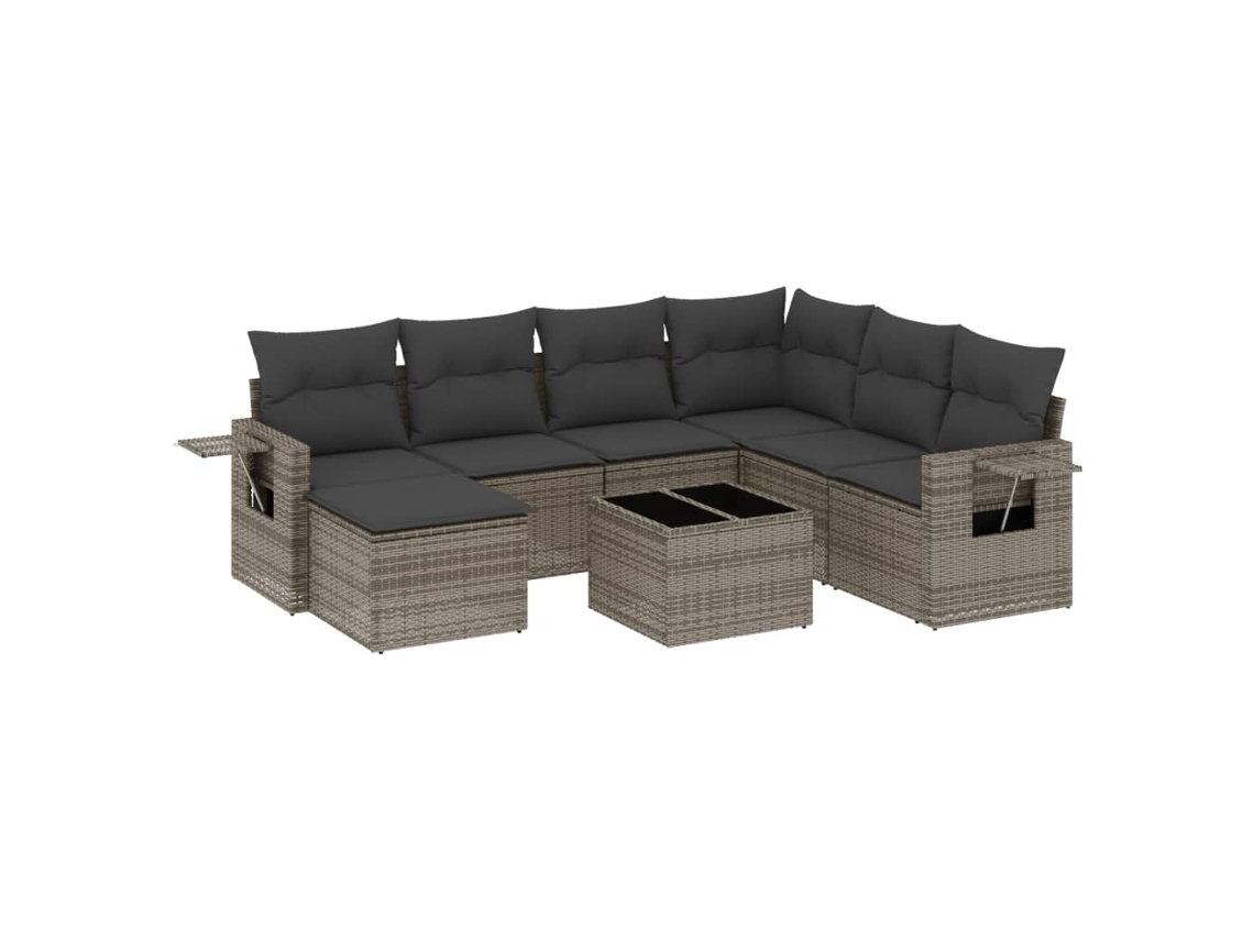 Conjunto de 8 sofás de jardim com almofadões Vime Pe Cinzento MAISON EXCLUSIVE (8 peças)