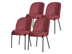 4 Cadeiras De Sala De Jantar Redondas Ml-design Vermelhas Poliéster Com Encosto Ergonomico
