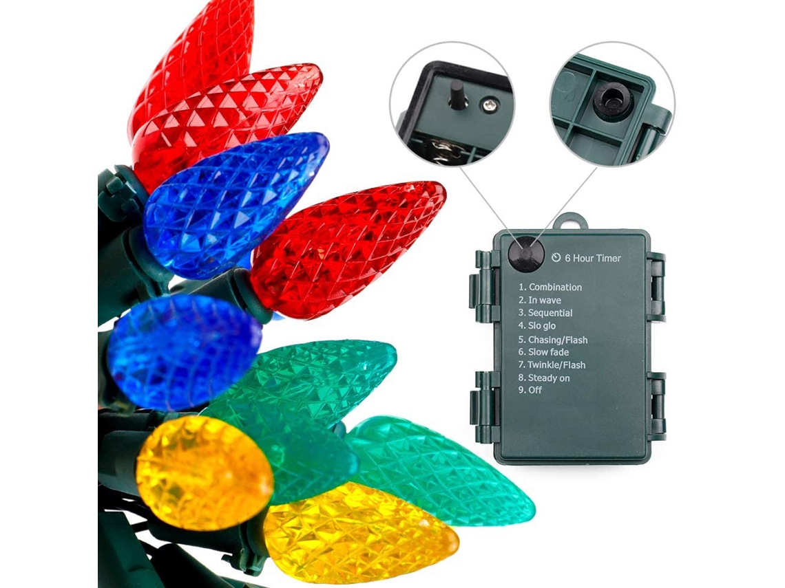 Luzes de Fita Morango 50led 5m Bateria Operada 8 Modos Ip65 Impermeável para Decoração