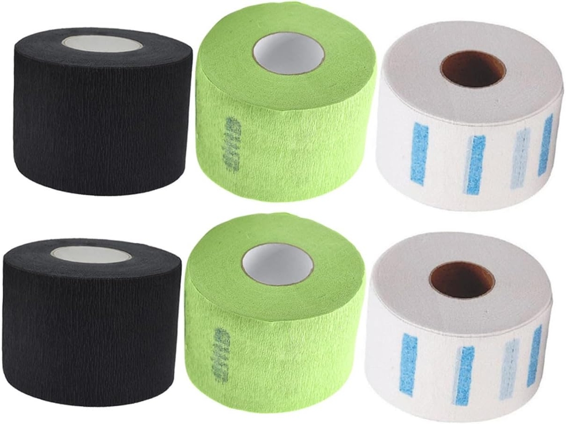 6 Rolos De Tiras De Papel Grosso Descartáveis Para Proteger O Pescoço Durante Cortes De Cabelo.
