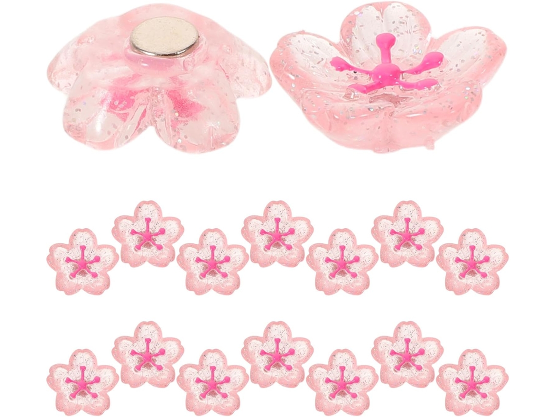 Magiclulu Conjunto De 20 Ímãs Resina Rosa Em Formato Flor Cerejeira Para Geladeira, Decorativos, Duráveis E Versáteis
