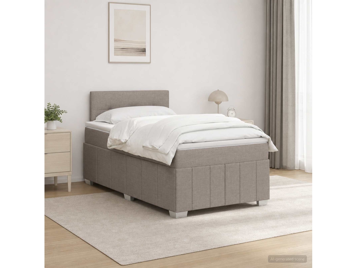 Vidaxl Cama Box Spring Com Colchão Cinzento-acastanhado 120 X 190 Cm
