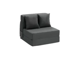Sofá Cama Dobrável 3 Em 1 Succebuy, Sofá Cama Dobrável Com 2 Almofadas, Cinzento Escuro, Individual