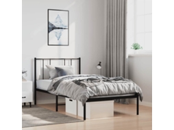 Estrutura De Cama Com Cabeceira 100x190 Cm Metal Preto