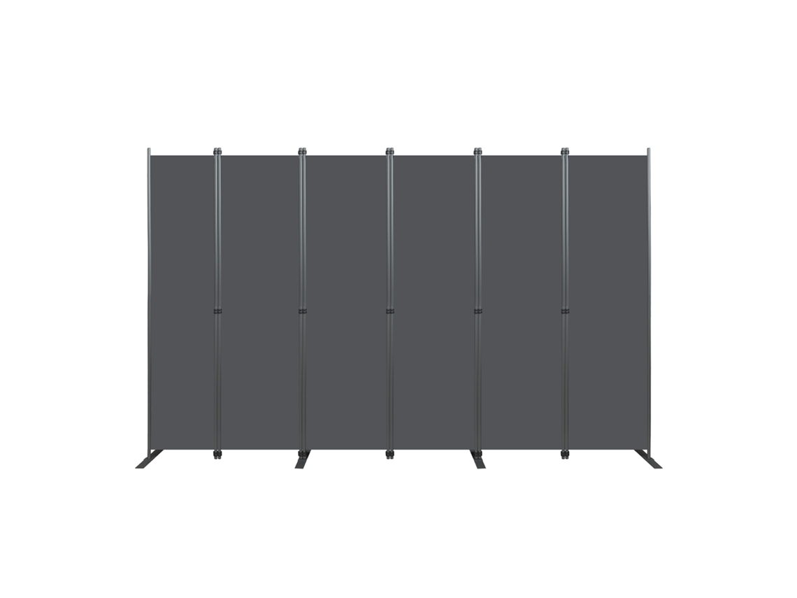 Paravente Cinza 6 Peças 304x180cm Dobrável Freestanding Grande Para Interior