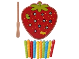 Mali brinquedo Educativo de Madeira Magnético Minhoca Morango para Desenvolvimento Infantil