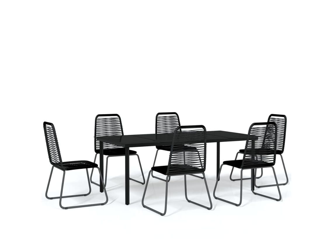 vidaXL 7 pcs conjunto de jantar para jardim preto