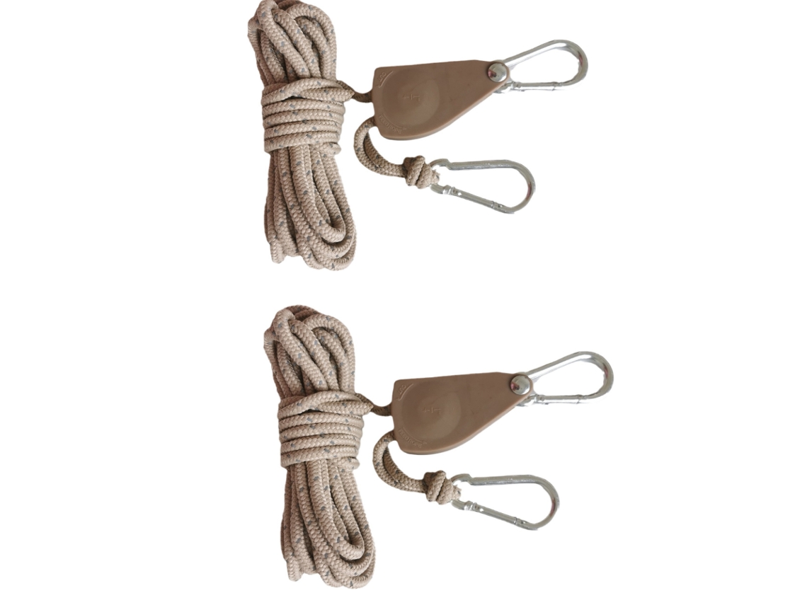 Conjunto De 2 Cordas Ajustáveis Com Polias Para Equipamentos De Camping|cordas De Fixação Para Lonas De Camping,barracas E Equipamentos