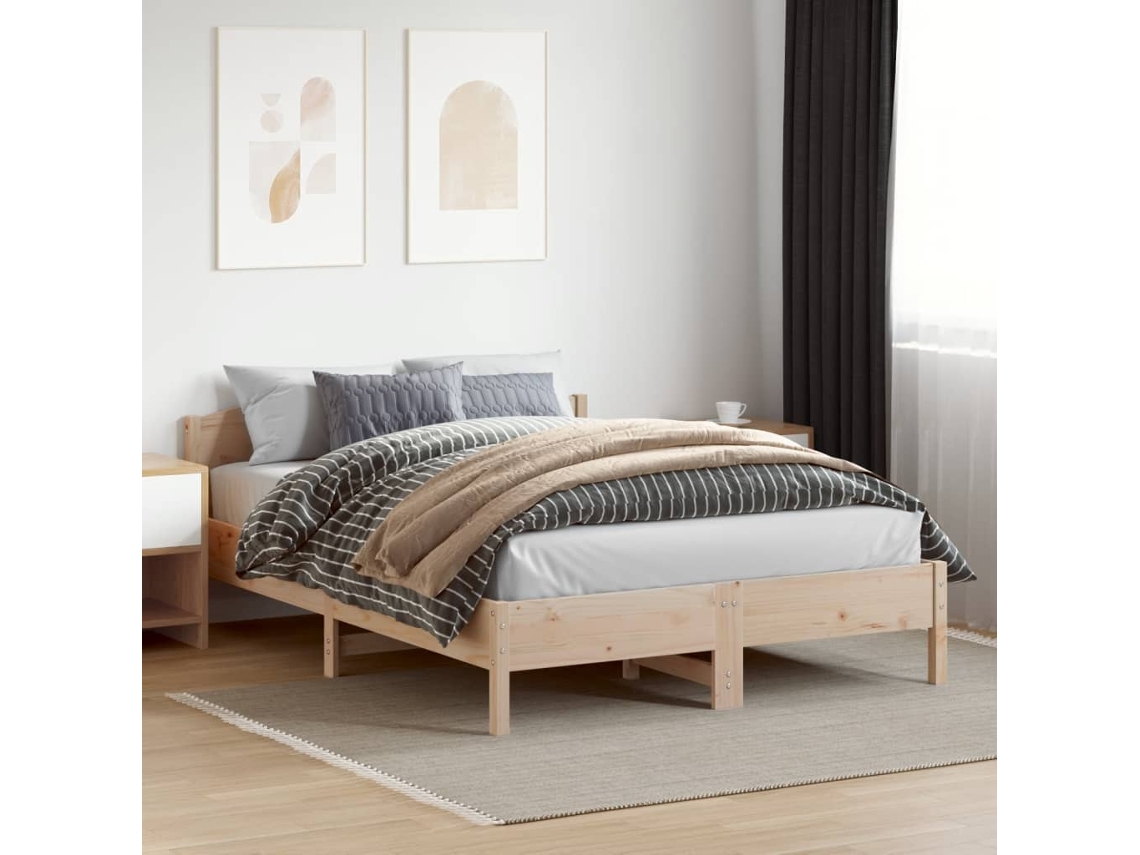Vidaxl Cama Sem Colchão 160x200 Cm Madeira De Pinho Maciça