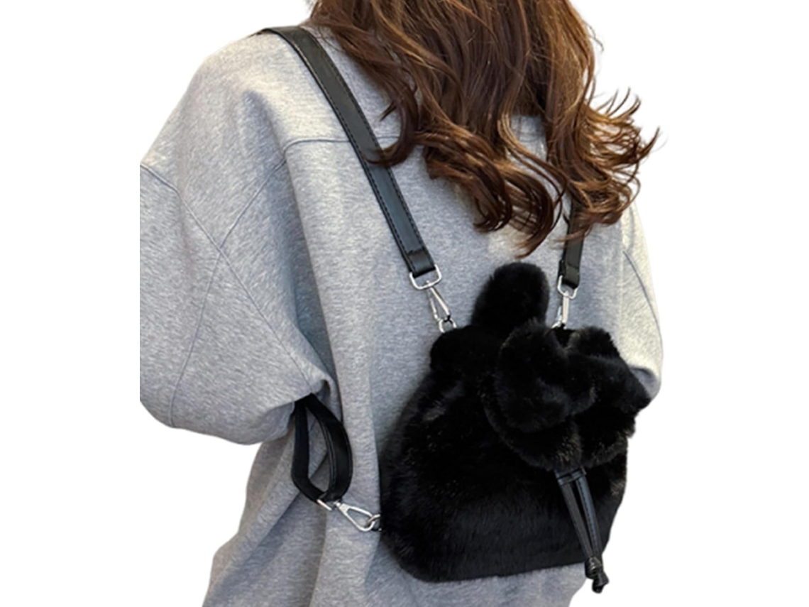 Mochila De Pelúcia Com Laço E Porta-moedas