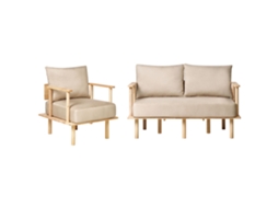 Conjunto De Sala De Estar Beliani Asker De Tela Beige 133x74x87