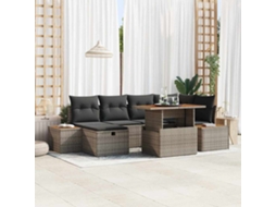 Vidaxl Conjunto De Sofá De Jardim 7 Pcs Cinzeto Vime Pe