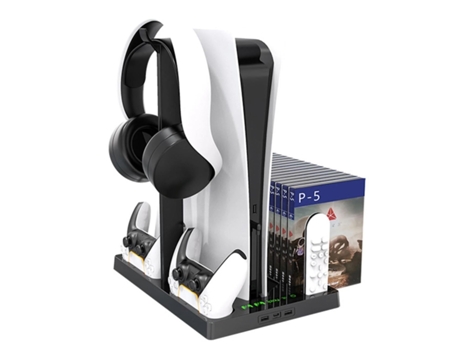 GAMEBOX M1 Multi Dock Stand para Play Station 5 Controladores Headset Remoto com Ventilador de Refrigeração Preto