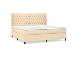 Cama com Molas/colchão 200x200 Cm Tecido Cor Creme MAISON EXCLUSIVE