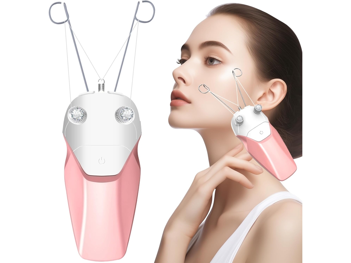 Depilação Facial Para Mulheres Dispositivo Elétrico Recarregável De Remoção De Pelos Usb Com Fio De Algodão Rosa GERTIZ