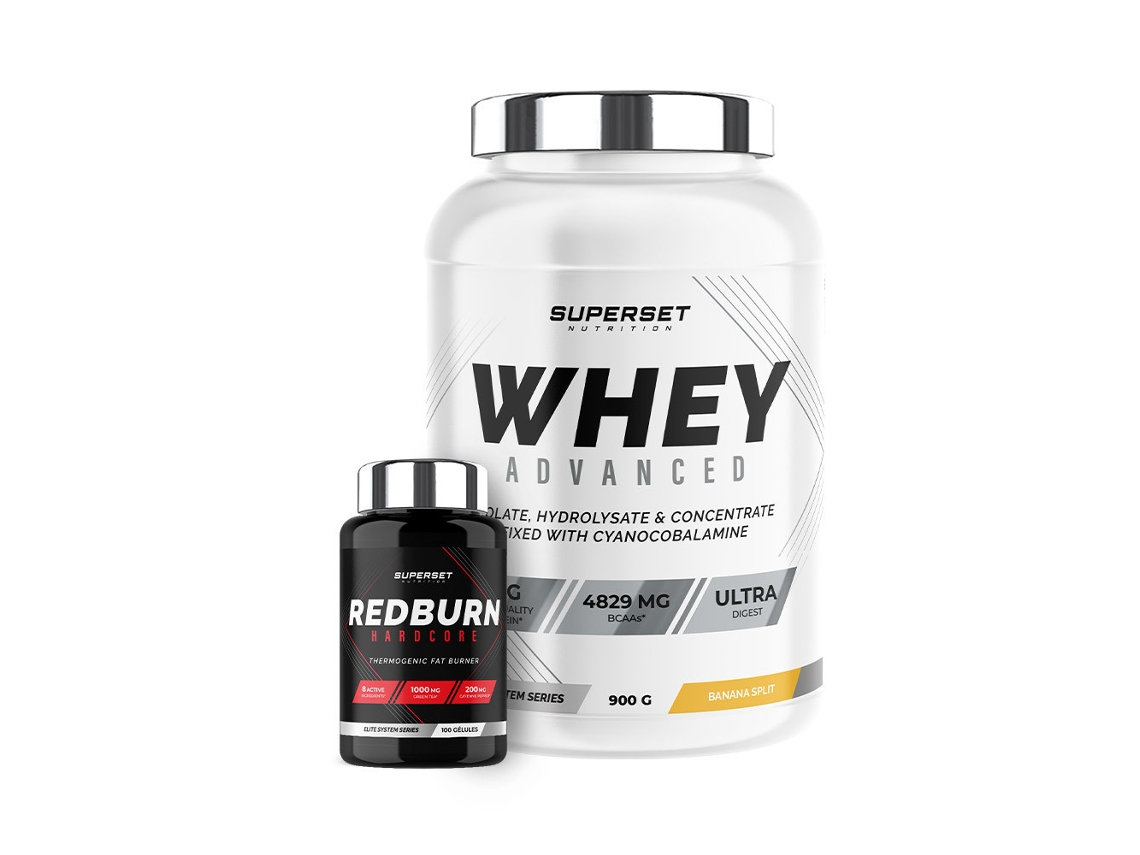 Programa Especial Muscle Sec 100 Whey Protein Advanced 900g Banana Split Redburn Hardcore Superset Nutrition