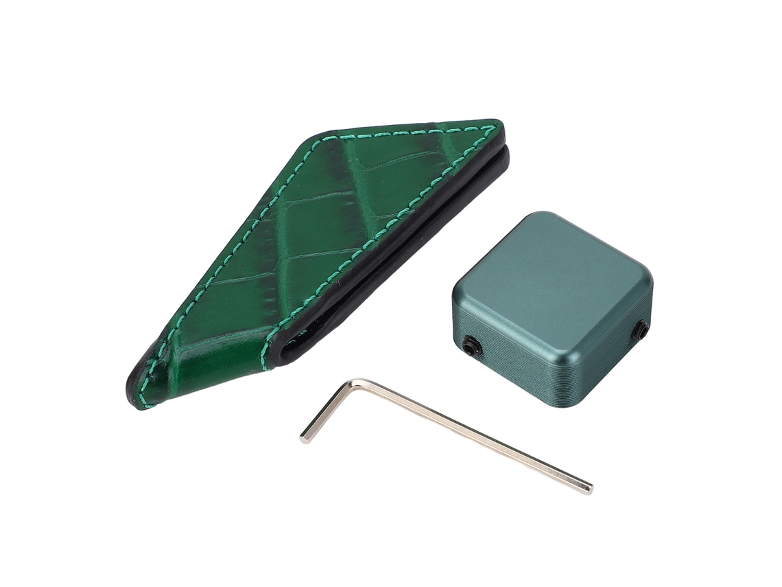 Suporte Para Giz De Bilhar Com Clip Magnético Portátil De Couro Artificial E Alumínio, Clip De Cinto, Verde Escuro