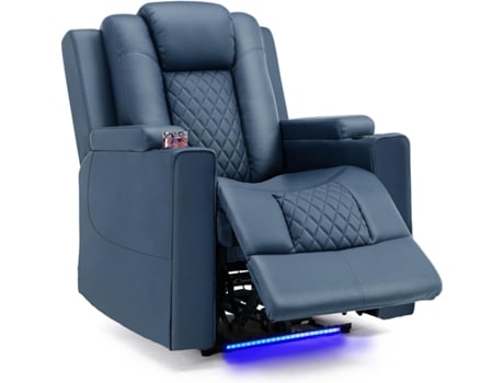 Cadeira COMHOMA de Relaxamento, Cadeira Eléctrica para TV, Poltrona Reclinável com LED, Função de Reclinação, Reclinação Individual Ajustável, Azul