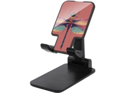 Suporte Minimalista Dobrável E Ajustável Para Celular Com Libélula Sobre Rosa, Ideal Para Escritório