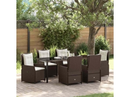 Vidaxl Conjunto de Jantar para Jardim 7 Pcs Castanho Vime Pe