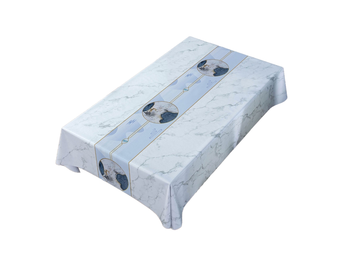 Mesa de Centro Retangular em Pvc Impermeável e À Prova de Óleo Não Lavável para Uso Doméstico Toalha de Mesa Azul Claro