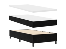Conjunto 1 Cama Box Vidaxl Preto Veludo (190 X 90 Cm)