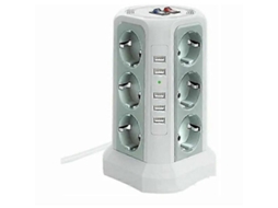 Torre De Tomadas Com Proteção Contra Surtos E Sobretensão, 5 Portas Usb E 12 Tomadas, Branca. Olysi Shop
