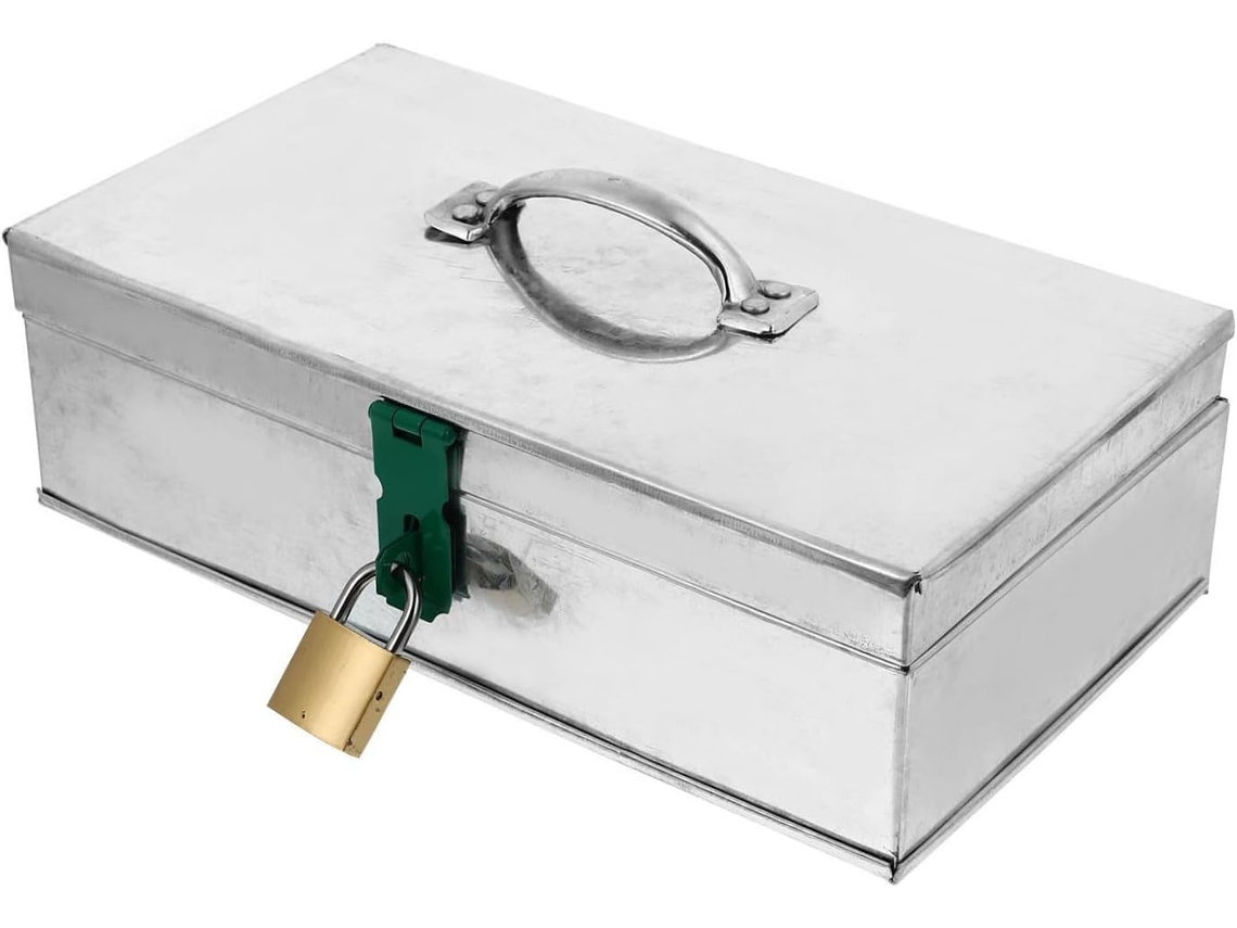 Caixa de Ferramentas Portátil em Chapa de Aço com Fechadura, Ideal para Uso Doméstico. SFUSHOS