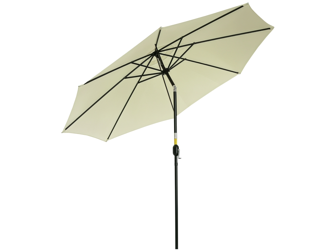 Guarda sol de Jardim Ø295x250cm com manivela, mecanismo de inclinação e poste desmontável, bege BTFORUS