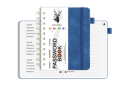 B6 Password Spiral Notebook With Index Pages, Faux Leather Address Book, Royal Blue