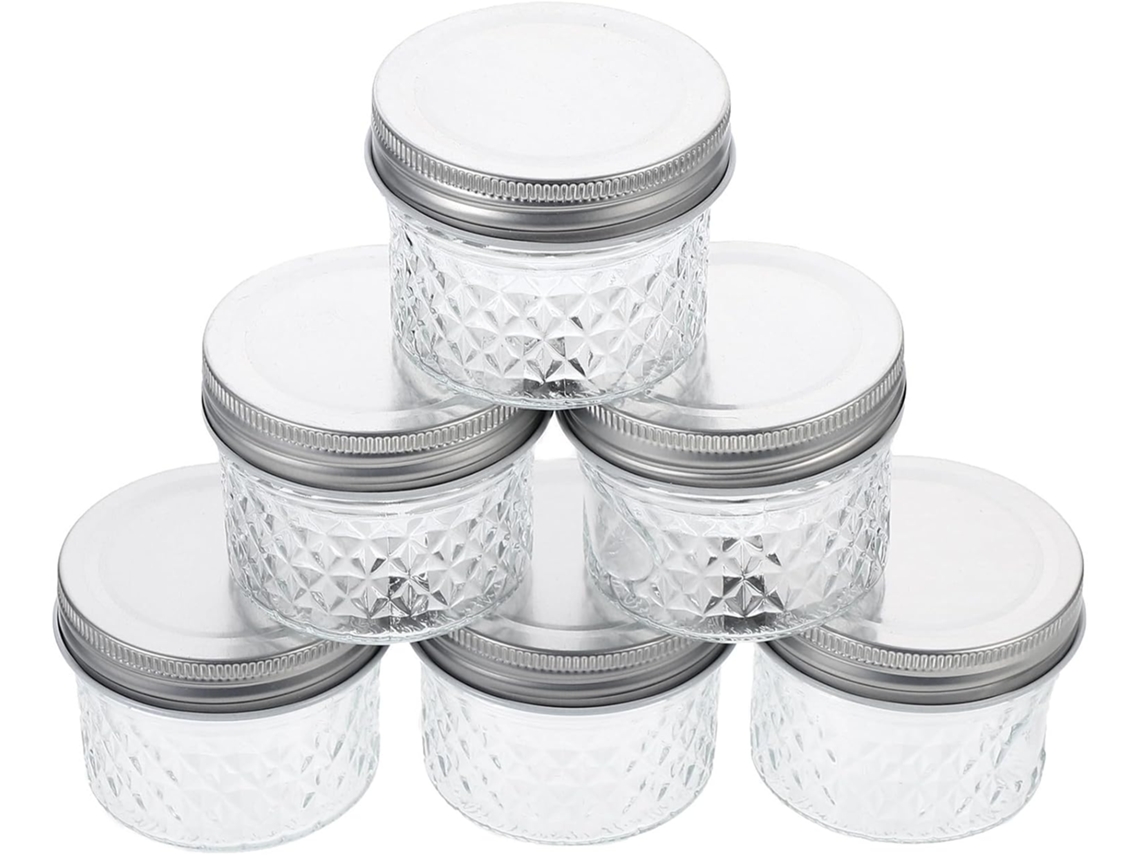 Conjunto De 6-potes Vidro Herméticos Inoomp 100ml, Design Transparente, Boa Vedação E Fácil Limpeza Para Armazenamento