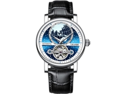 VEANXIN Tourbillon Skeleton Relógios de Pulso Masculinos Automáticos-Prata