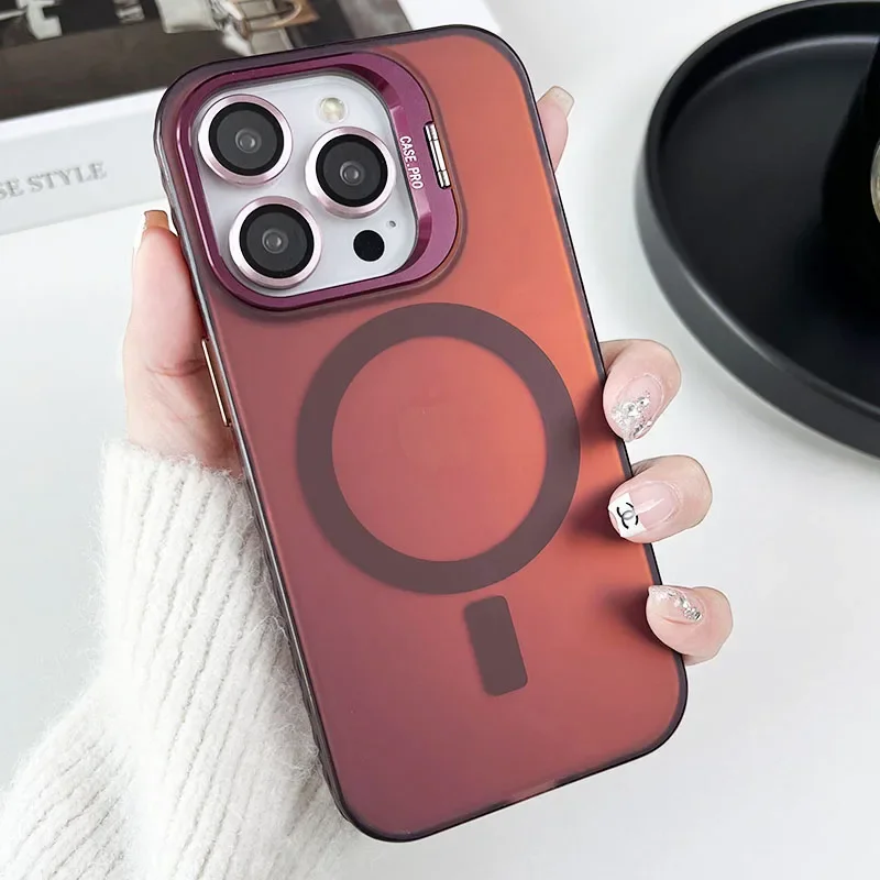 (li Zi Iphone 13 Pro Max) Capa Magnética Para Celular Que Muda De Cor Com Suporte De Metal