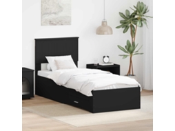 Vidaxl Estrutura Da Cama Com Gaveta Preto E Prata 75 X 190 Cm