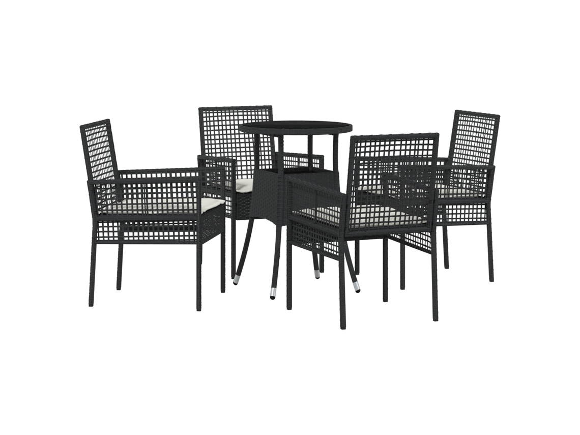 Conjunto 5 Móveis Para Exterior Vidaxl Preto Vime Pe (60 X 60 X 75 Cm)