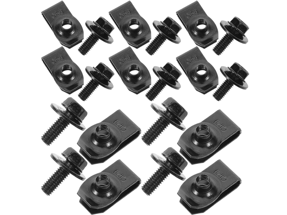 Kit de Fixação Automotiva com 10 Pares de Clips Metálicos Ferro Pretos
