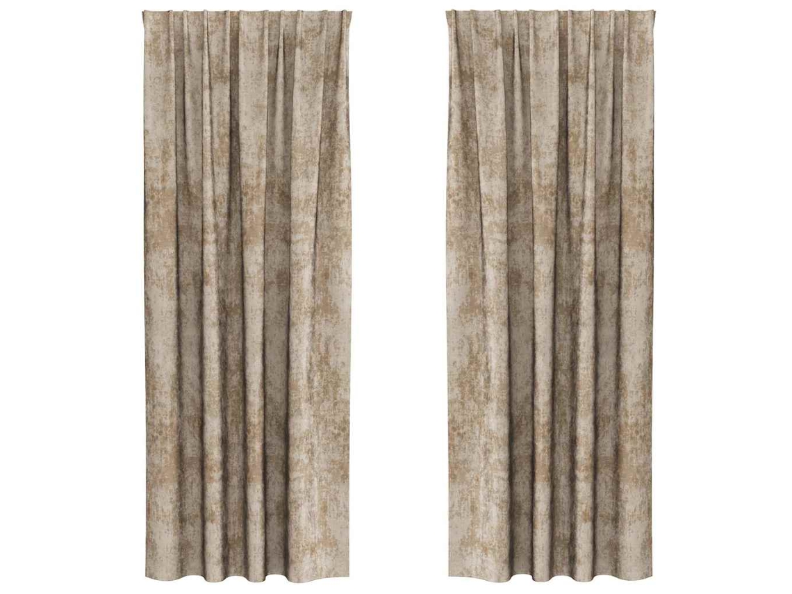 Conjunto 2 Cortinas De Veludo Vidaxl Bege Veludo (225 X 140 Cm)