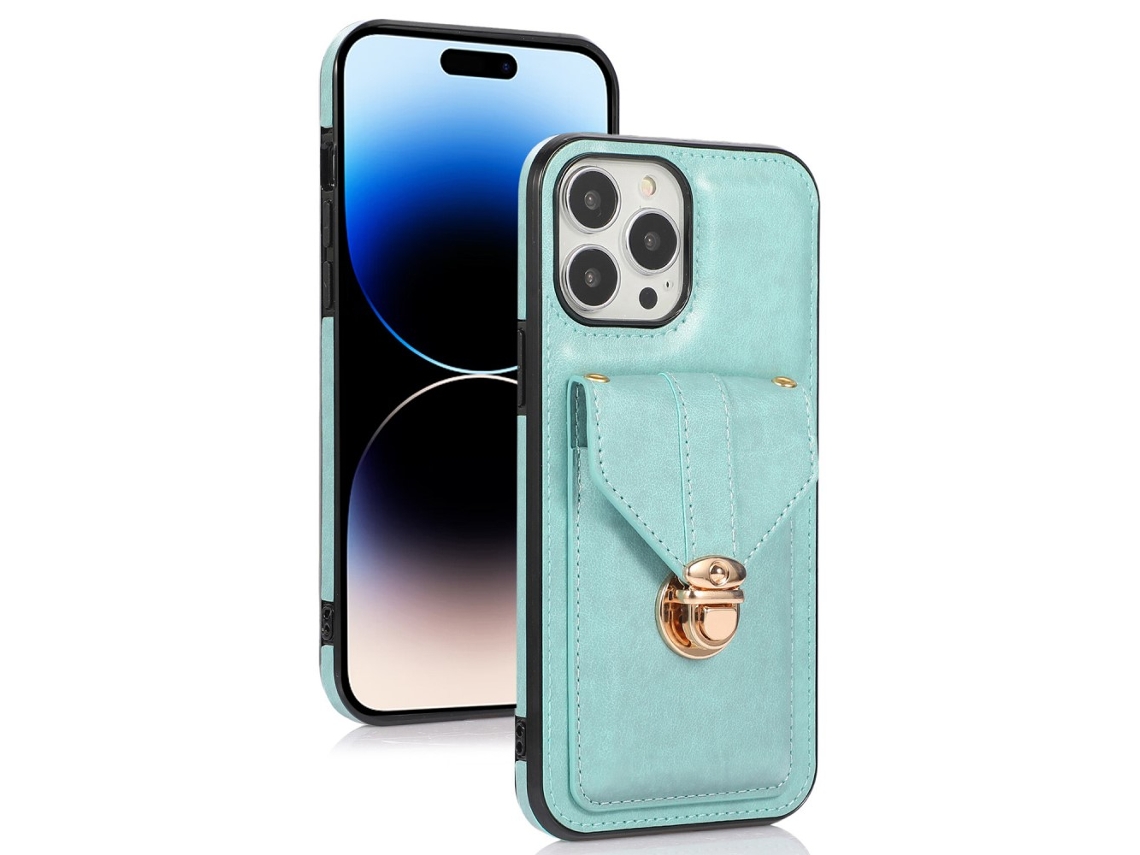 Suporte Casa Pega Para Iphone 14 Pro Pele Sintética Com Porta-cartões Bege