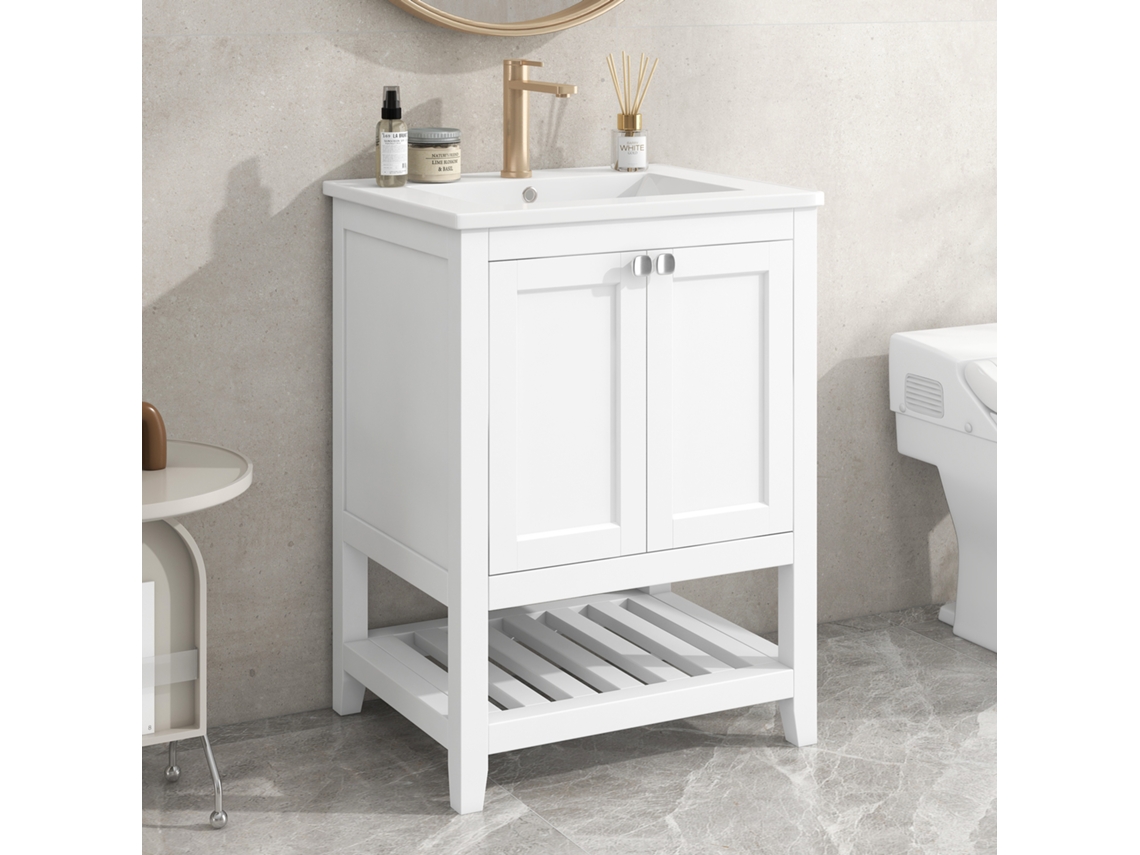 Móvel Banheiro Individual Base 60cm Cerâmica Branco VELTRIX
