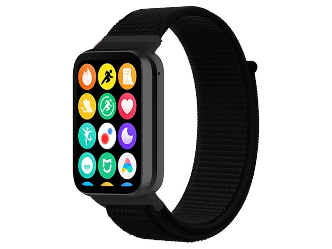 Bracelete Para Redmi Watch 6 / 5 / 4 - Nylon - Fecho De Velcro Preto Escuro
