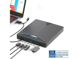 leitor E Gravador Externo De Dvd/cd Rom Preto, Com Leitor De Cartão Sd/tf E Usb Para Windows 7/8/10/vista/xp/mac Os Slowmoose