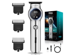Máquina de cortar cabelo elétrica recarregável via USB com visor digital LED e afiador. MDUG