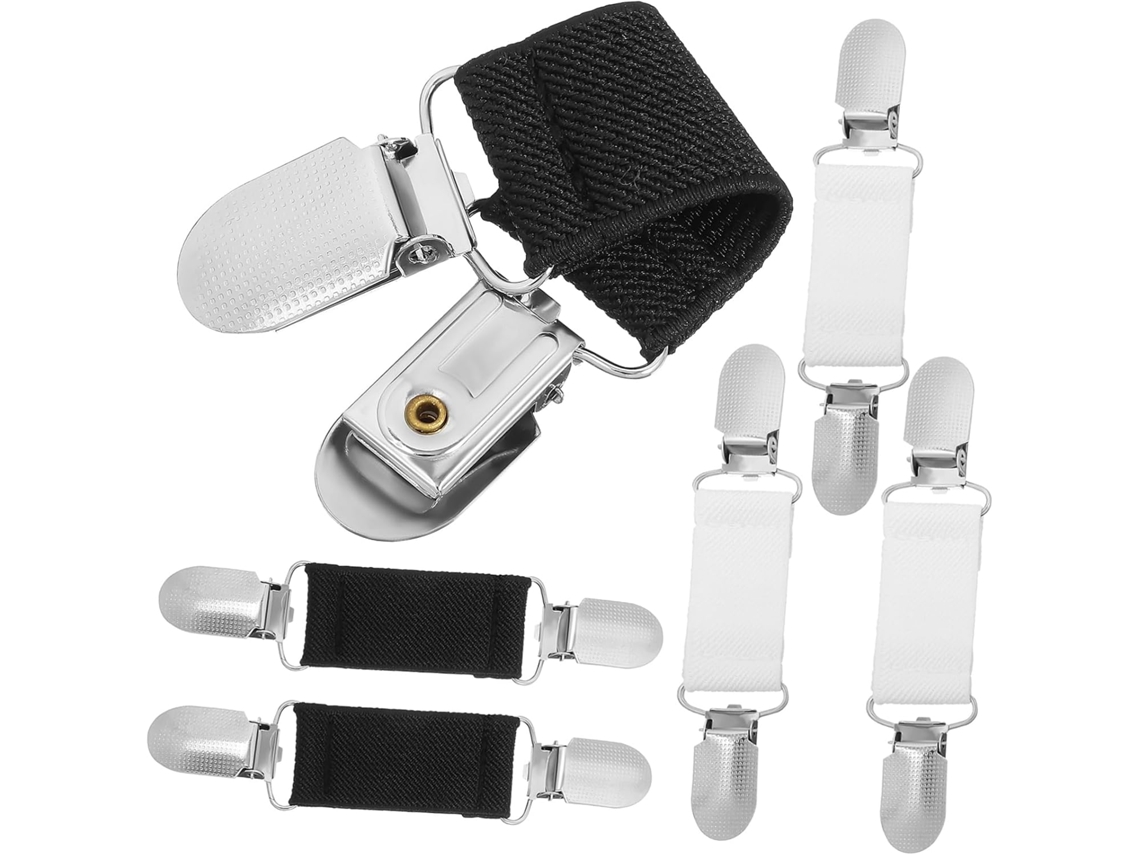 Merryhapy Conjunto de 6 Peças de Fixação de Fivelas Antiderrapantes, Tiras Elásticas para Lençóis, Alfinetes para Toalha de Mesa