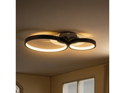 Plafoniera Led Moderna 3 Anéis,40w,temperatura de Cor Regulável,preto BTFORUS