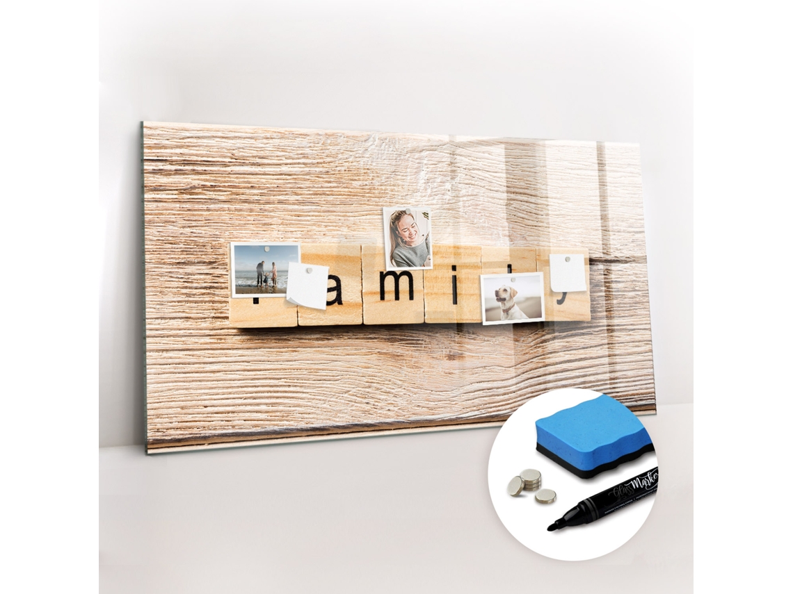 Quadro De Vidro Magnético Inscrição "família" Para O Quarto Das Crianças Espelharte (120x60 Cm)