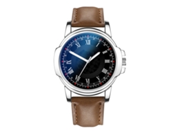 Reloj De Cuarzo De Moda Para Hombres Pulsera De Cuero Negra Dial Blanco Empresarial