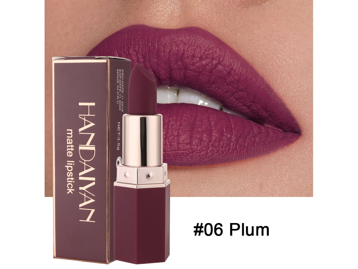 Batom Nude Matte Maquiagem À Prova Dágua Batom Matte Lápis Maquiagem Cosméticos Foggy Smooth Red Pink Tint Lip Balm Caneta Ehstmind (06 Plum)