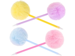 Caneta-tinteiro De 4 Tons, Design Ergonômico E Pompons Macios, Canetas